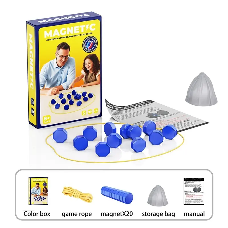 Magnetic Strategy Game for All Ages Viral TikTok Game for 2 Players Set with 20 Magnets Color Box Game Rope Storage Bag Manual for Fun Family Play Boardgame