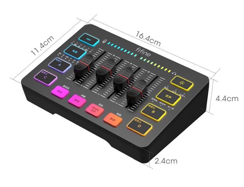 FIFINE SC3 Audio Mixer for Streaming & Gaming, XLR Interface Device with RGB, 48V Phantom Power, Volume Faders, Mute Button – Compatible with PC, Smartphone, Phone, PS5
