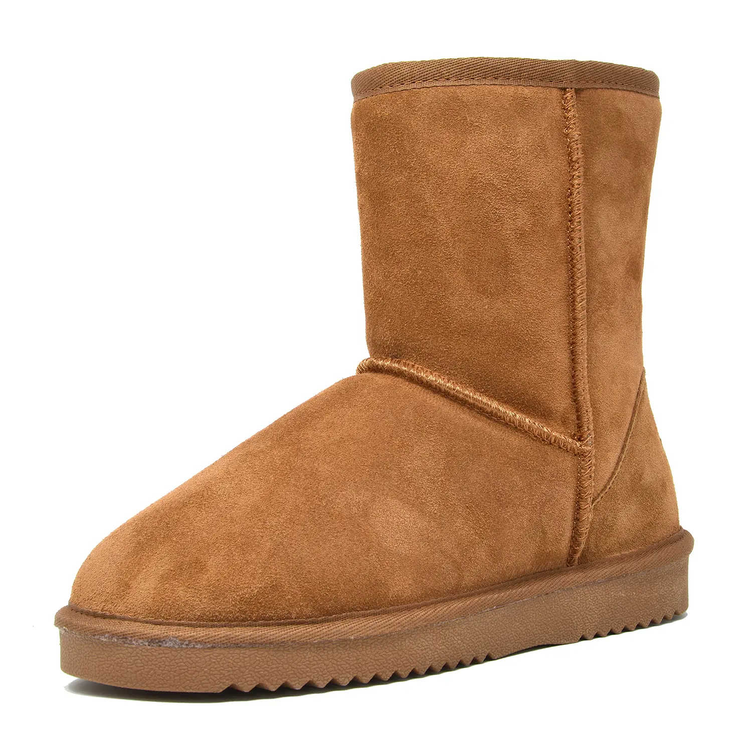 DREAM PAIRS [FuzzyClassic]  Mid Boot Women's Shorty-New Mid Calf Winter Snow Boots Slip On Fur Lining Memory Foam Comfort Short Ankle Boots