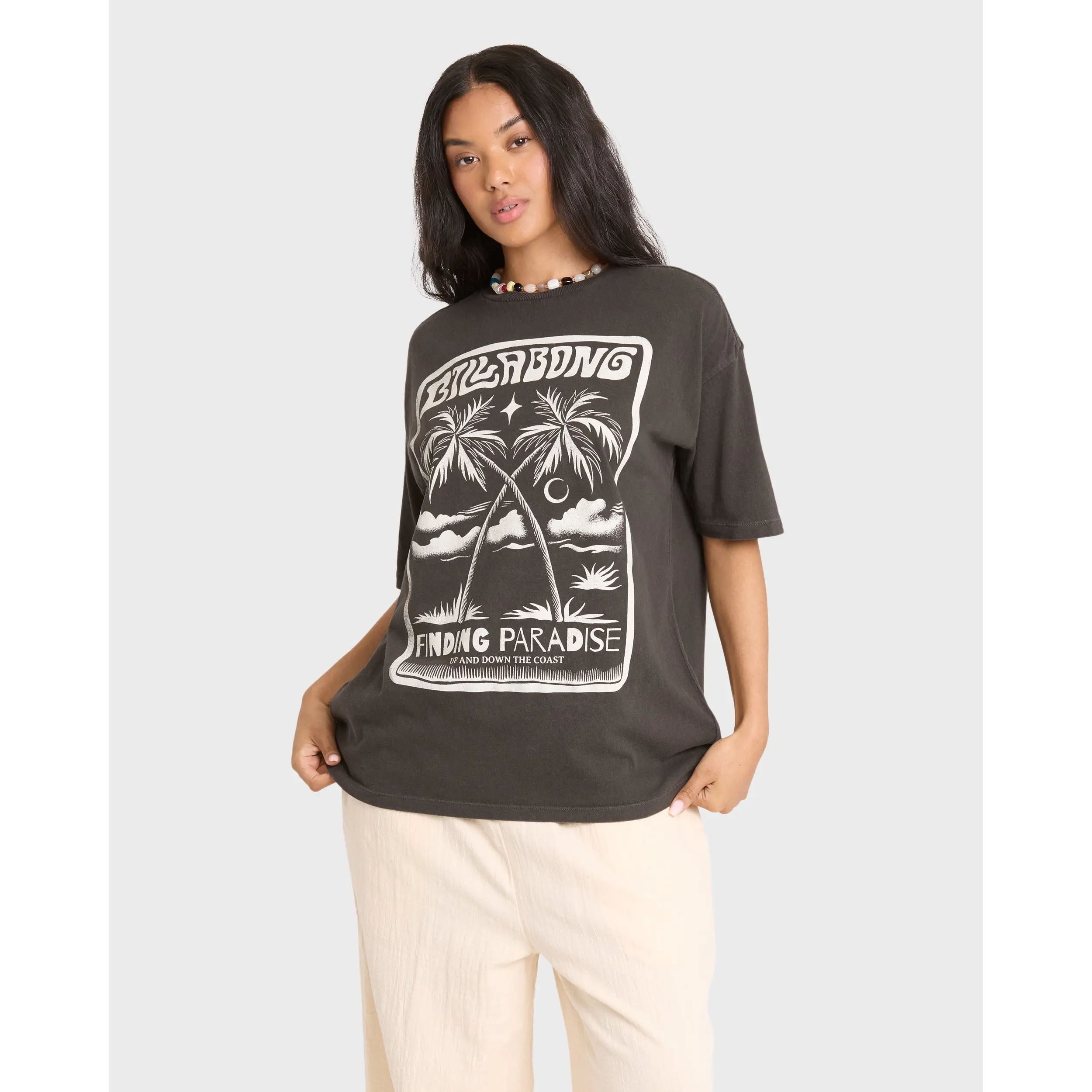 Tropical Filmore Short Sleeve Knit Graphic T-Shirt - Off Black