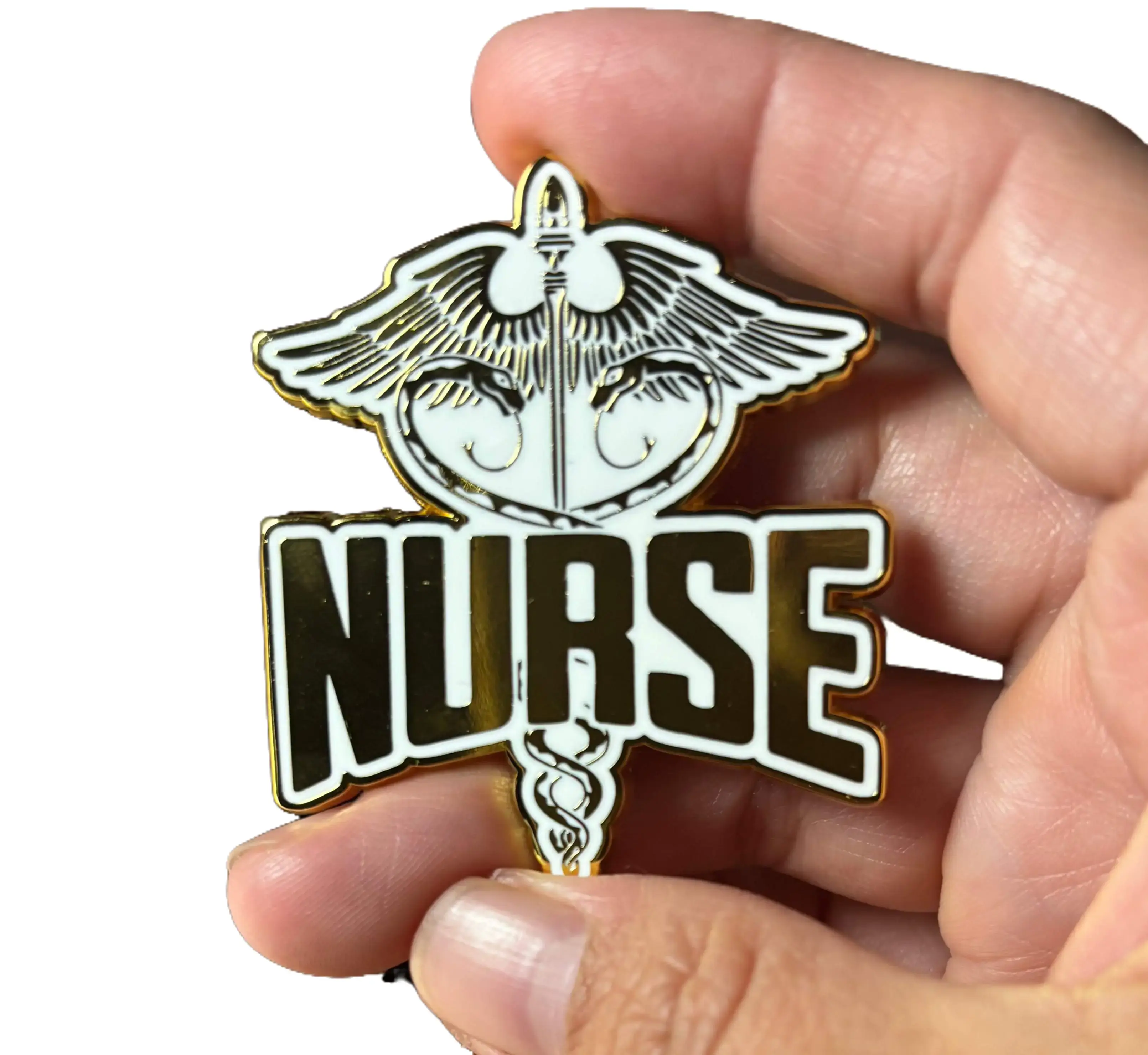 Nurse Enamel Pin – Hard Enamel Nursing Pin in Gold & Black