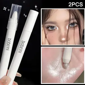2Pcs Shimmering Highlighter Pens Pearlescent End Long Lasting Luminous Makeup Waterproof Sweatproof Brightening Stick Suitable For Beginner Cosmetic