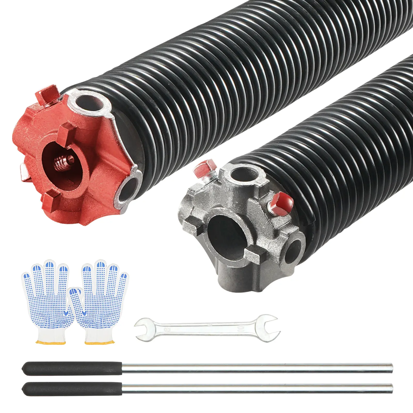 【Summerfinds】VEVOR Garage Door Torsion Springs (Pair0.25x2x30in) - 16000 CyclesElectrophoresis Coated Door Hardware with Non-Slip Winding BarsMounting Tool & Gloves for Replacement, Door Closer, Automatic Door Closer