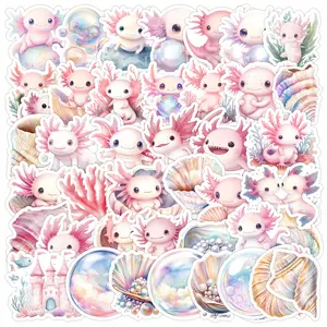 50pcs Pink Salamander Series Stickers, Suitable for Faith-based Designs Such As Scrapbooks, Diaries, Laptops, Water Bottles, Cars, Etc., As Gifts with Positive Information