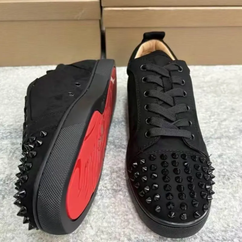 Men's Low-top Lace-up Sneakers with Rivets Red Sole Casual Trendy Versatile for Everyday Wear Couple's Fashion Sneakers(Rain Shoes)