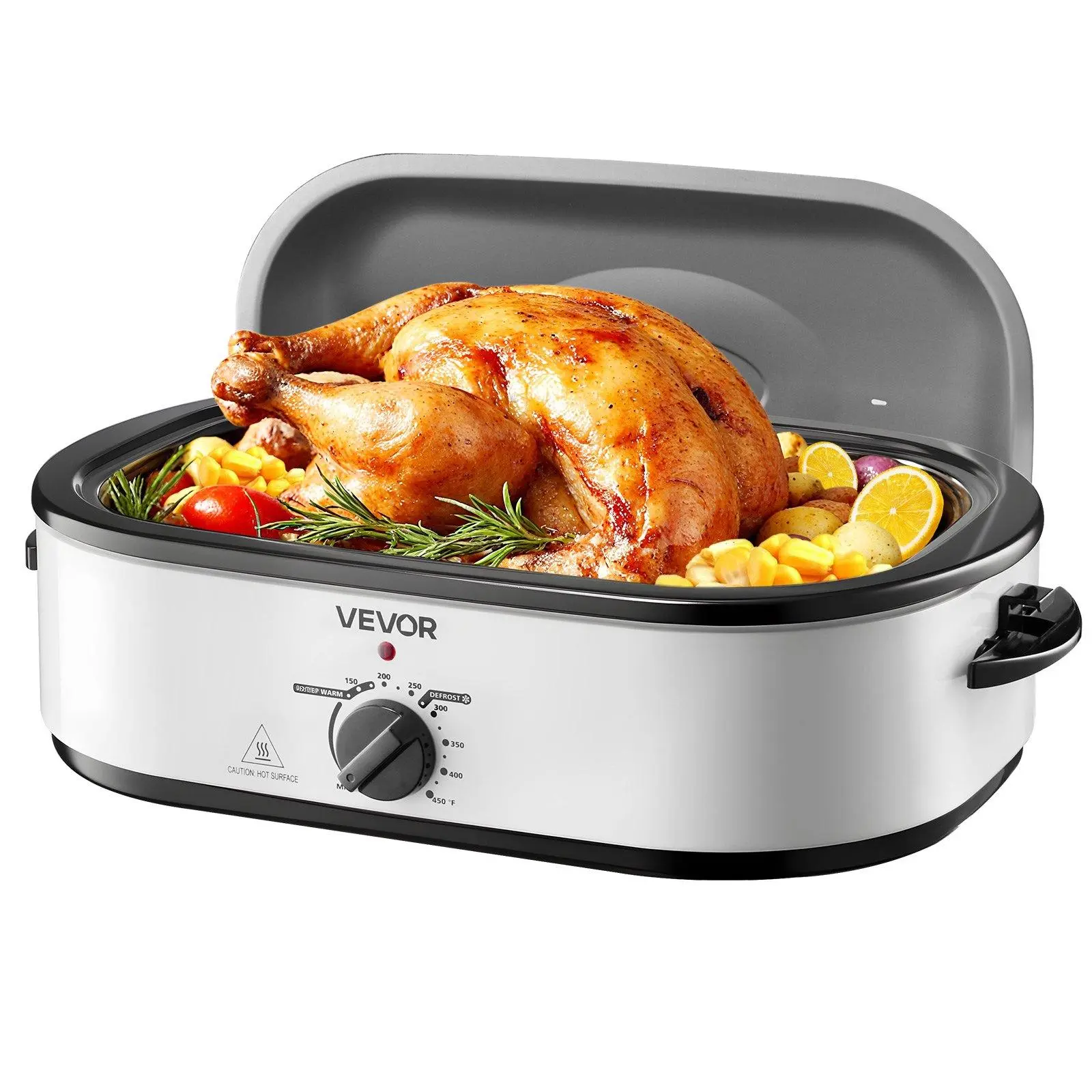 【Summerfinds】VEVOR Roaster Oven, 18QT Electric Roaster Oven, 150-450℉ Adjustable Temperature Electric Roasting Pan, Multifunctional Electric Roasters Oven with Self-Basting Lid, Removable Pan and Rack for Holiday