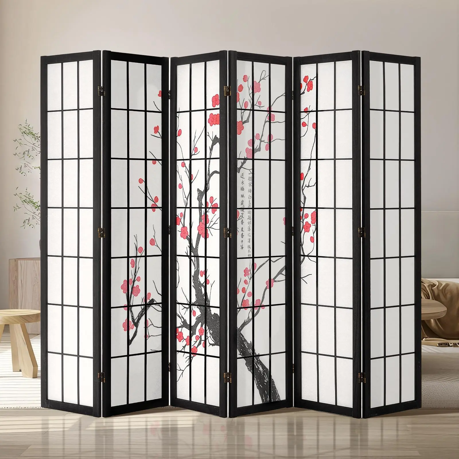 【SummerFinds】VEVOR Room Divider,  , 6 Panel Japanese Room Divider Screen, Wood Folding Privacy Screen Indoor, Japanese Partition Portable Decoration Dividers, for Room Separation Home Office Restaurant & Bedroom