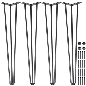 Hairpin Table Legs 34-Inches Black Set of 4 Desk Legs with 880 Lbs Load Capacity (Each 220 Lbs) Hairpin Desk Legs 3-Rod for Bench Desk Dining End Table Chairs Carbon Steel DIY Heavy-Duty Furniture Legs