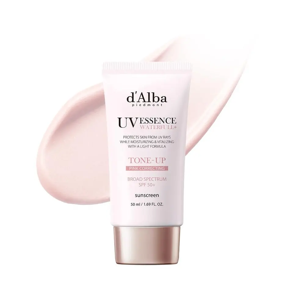 D'Alba Facial Tone-Up Sunscreen SPF50+ 50ml - Broad Spectrum Hybrid UV Protection, Gentle Daily Lightweight Moisturizing Hydrate Formula with Dewy Glow