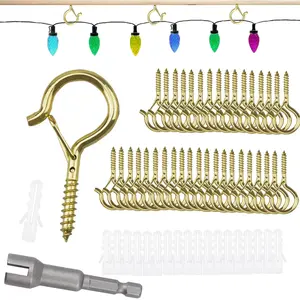 30/45pcs S-Shaped Hooks with Safety Clip, Wall Ceiling Mount for Christmas Lights Plants Wind Chimes, Includes Wing Nut Driver