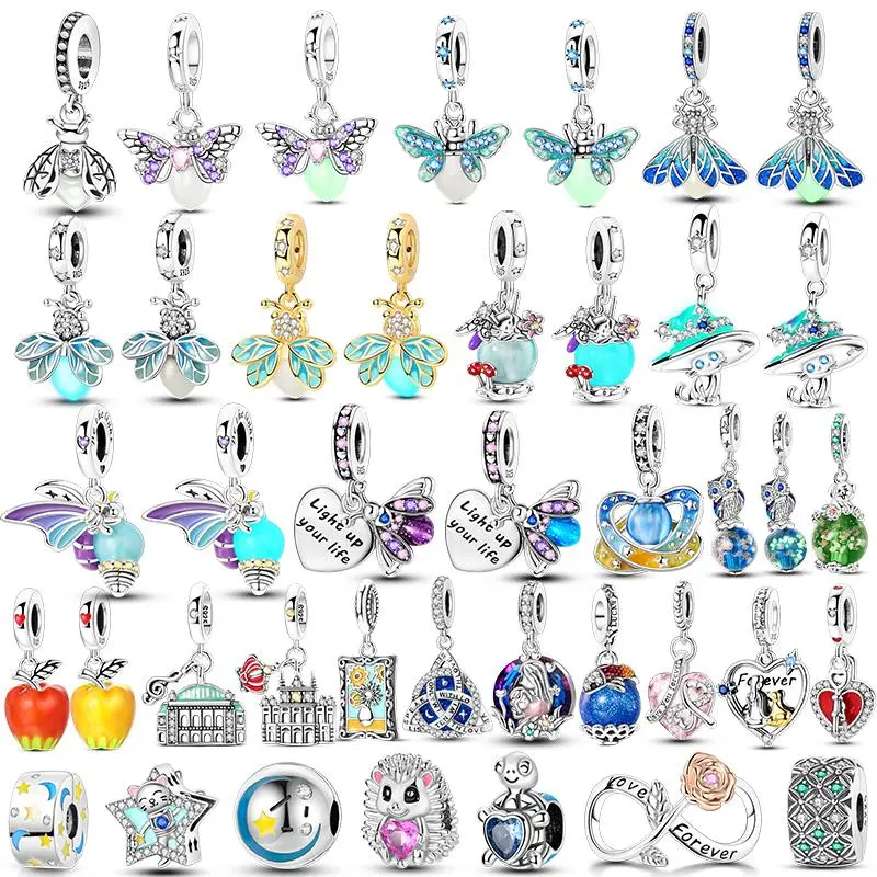 HAPI 925 Sterling Silver Glow In The Dark Firefly Dangle Charm Light Luminous Bead For Original Bracelet DIY Jewelry Making