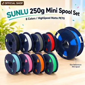 SUNLU 250g 3D Printer Filament Bundle | HighSpeed Matte PETG, 250g，Beautiful Matte Finish | Filament 1.75mm, 250G, Total 8 Rolls Black+White+Grey+Red+Sky Blue+Pink+Orange+Mint Green tiktokshopspringglowup