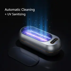Valentine's Day Gifts Ultrasonic Glasses Cleaner with UV Light 3 Modes 3/5/10 Mins for Deep Fast Hygienic Lens Cleaning Perfect for Glasses Jewelry Earrings Rings and Small Accessories Clean Makeup Tools Cleansing