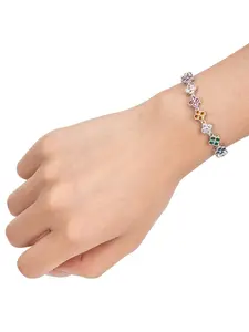 Dazzling casual full diamond colored four-leaf clover bracelet, micro-inlaid bracelet, light luxury jewelry, personalized trendy couple's accessory