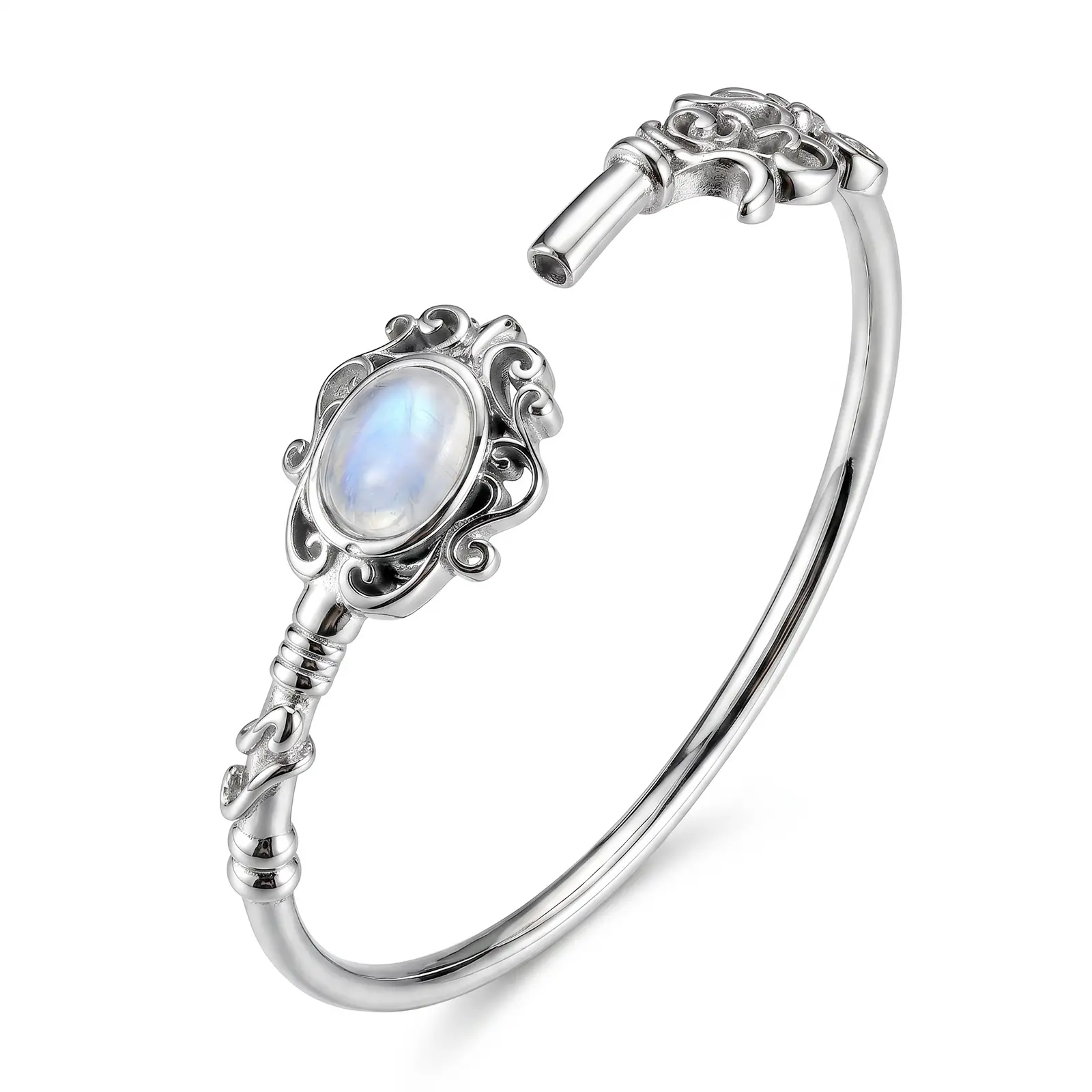 ixluck Natural Moonstone Bangle Charm Bracelet for Women Healing Jewelry Trendy Accessories