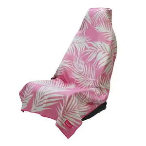 Pink Tropical Palm Car Seat Cover Towel, Waterproof Universal Bucket Seat Protector for Beach, Surf, Swimming, Gym Workout & Summer Road Trips
