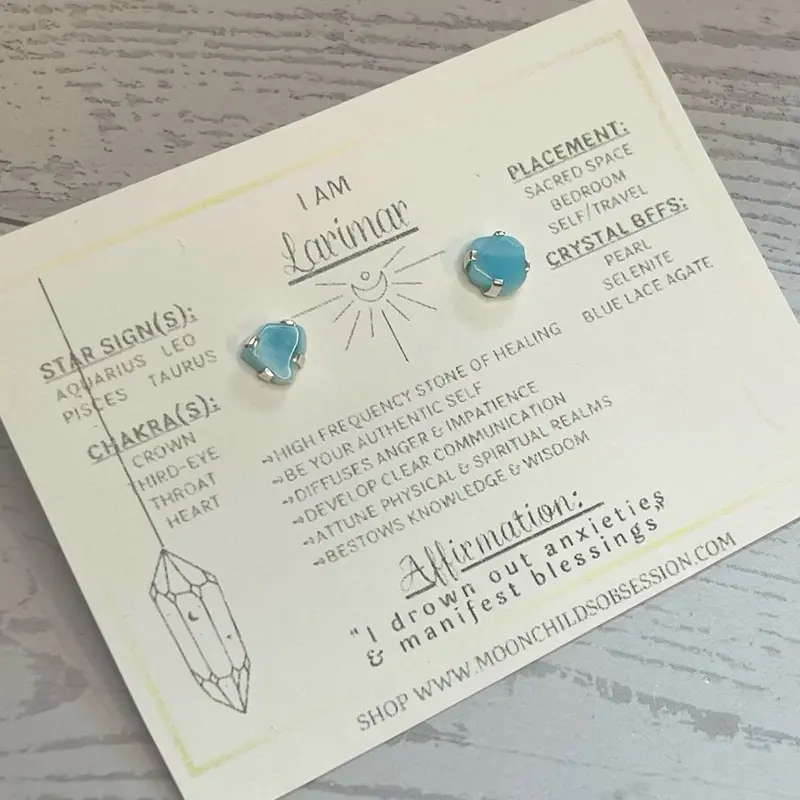 Elegant Larimar Sterling Silver Fashion Earrings - Shining Semiprecious Stone Jewelry, High-Frequency Clarity Accessory for Women's Everyday Wear, Calming