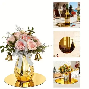 Decorative tray, 2pc, 25cm golden circular acrylic mirror tray, candle tray, suitable for centerpiece decoration, wedding decoration, birthday, party decoration, photo props, with anti slip pad, Home Decor
