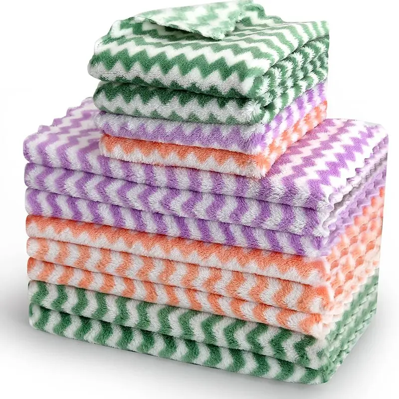 12 Pack Microfiber Cleaning Cloth, Dish Cloths,10x10 Inches Dish Towels, Super Soft and Absorbent Kitchen Dishcloths, Microfiber Hand Household Velvet