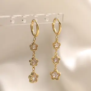 Women's Sparkling Zirconia Stud Earrings with Floral Tassels - French Banquet Style Romantic Sweet Jewelry, 1 Pair, Earring for Women (Sports & Outdoor Accessories Complement)