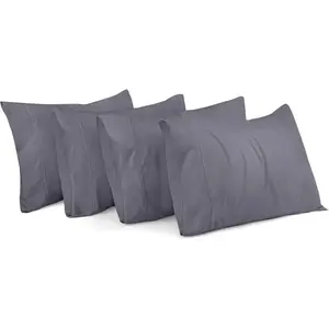 Queen Pillow Cases - 4 Pack - Envelope Closure - Soft Brushed Microfiber Fabric - Shrinkage and Fade Resistant Pillow Covers Queen Size 20 X 30 Inches (Queen, Grey)