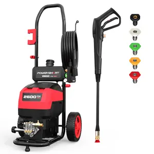 PowerSmart Electric Pressure Washer 2600 PSI 1.4 GPM,Summervibes,Power Washer with Turbo Nozzle,13-Amp Motor,DW1026A,8" Wheels for Patio,Car, Wall,Home Cleaning