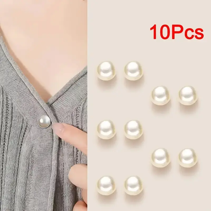 10 Pearl Texture Glossy Plastic Buttons, Adjustable Non-Sew Buttons for Shirts, Dresses, Jackets, Tops, Durable and Easy to Use, Usability, Fashionable Decorative Buttons, Decoration