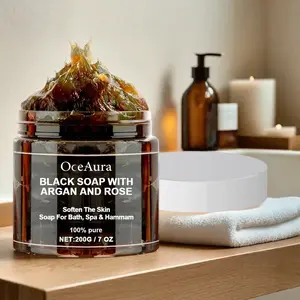 Black Soap with Morocco Argan Oil, Deep Cleansing Hydrating Moisturizing Body Wash Soap, Body Care Product for Women & Men