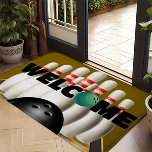 Baseball Field Print Welcome Doormat, Sports Theme Non-Slip Floor Mat, Decorative Area Rug for Indoor Entrance Boys Room, 1PC