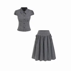 Cider Gingham Top & Low Rise Drawstring Ruched Midi Skirt Set SwimWeek