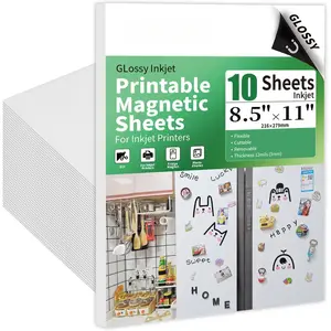 10 count Printable  Sheets 8.5x11 Inches for Inkjet Printers, Glossy White  Print Paper, 12mil Thickness, Flexible  Photo Paper for Refrigerator DIY Crafts