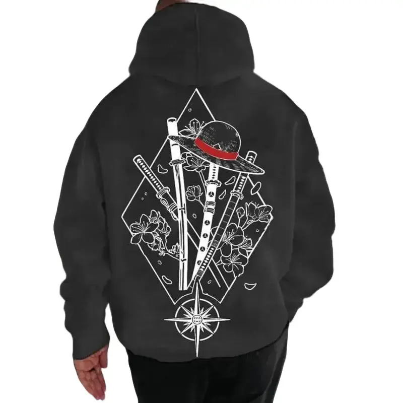 ⭐[Graphic Hoodie]One Piece Manga Hoodie – Minimalist Anime Sweatshirt, Iconic Straw Hat Graphic, Cotton Streetwear Hoodie for Men, Casual Japanese Anime Fans Top, Trendy Otaku Apparel, Fall/Winter Fashion Pullover Unisex,Fall Outfits