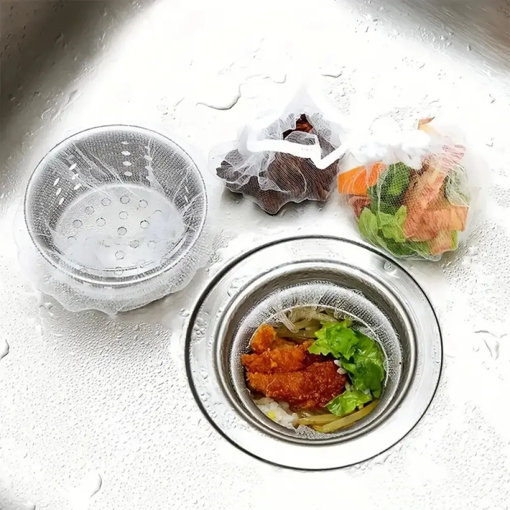 200 pcs Kitchen Sink Trash Mesh Bag Anti Clogging Sink Strainer Net Filter