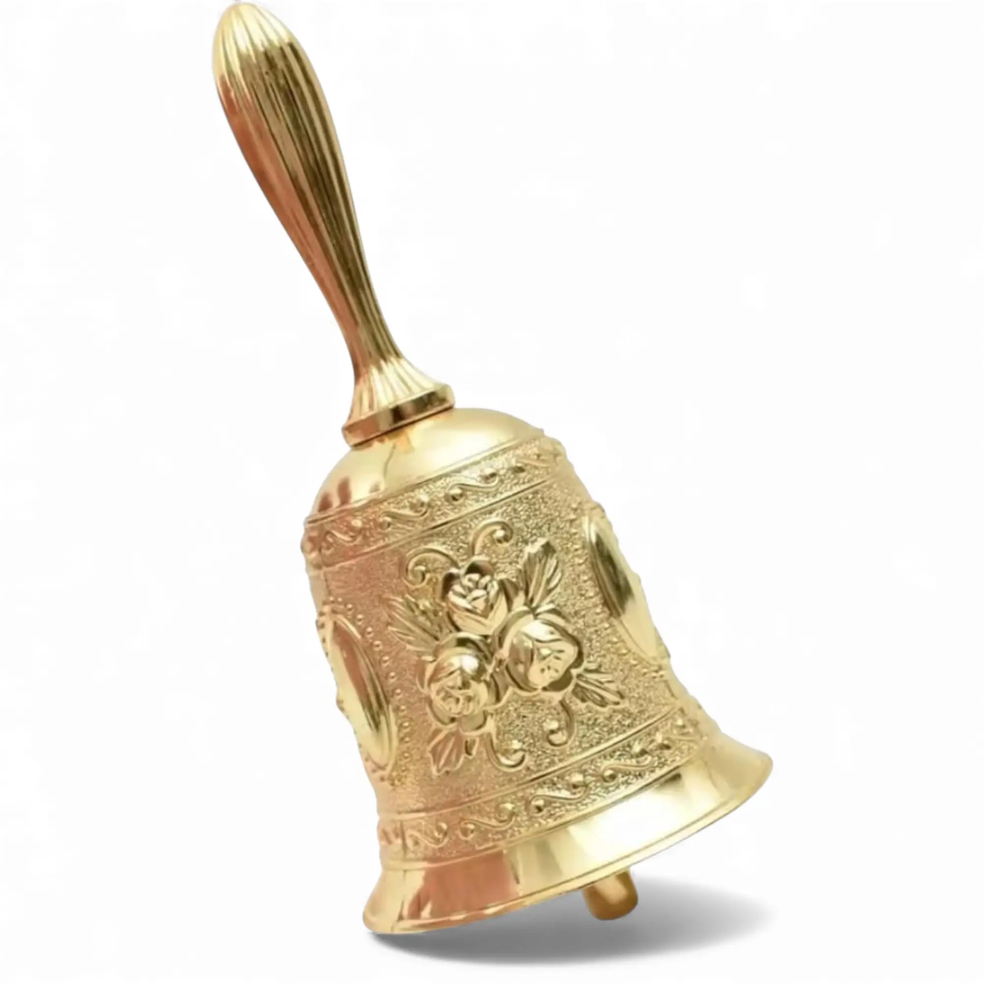 Bell Gold Metal Hand Bell - 4" Oshun/Obatala Religious Home Decor for Meditation, Spiritual Practice, Santeria Ochun