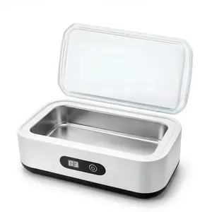 Ru Ultrasonic Cleaner Machine 304 Stainless Steel Tank Sonic Cleaning Device for Eyeglasses Rings Watch Bands Dentures Retainers Coins Makeup Tools and Small Metal Parts Home and Travel Use