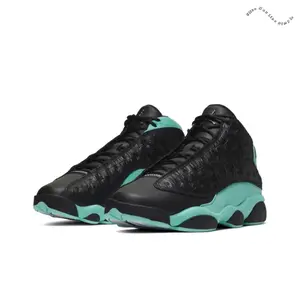 Black and Mint Green High-Top Retro Sneakers with Crocodile-Textured Leather Upper for Luxe Court Style
