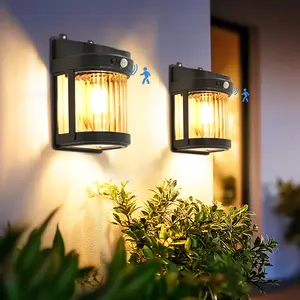 【Springtok】Porch Lights, 2 Pack Wall Solar Lights Outdoor, Solar Motion Lights with 3 Modes for Shed Patio Front Door Garage Fence
