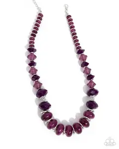 Swift Shimmer - Purple Silver Chunky Bead Necklace - Paparazzi
