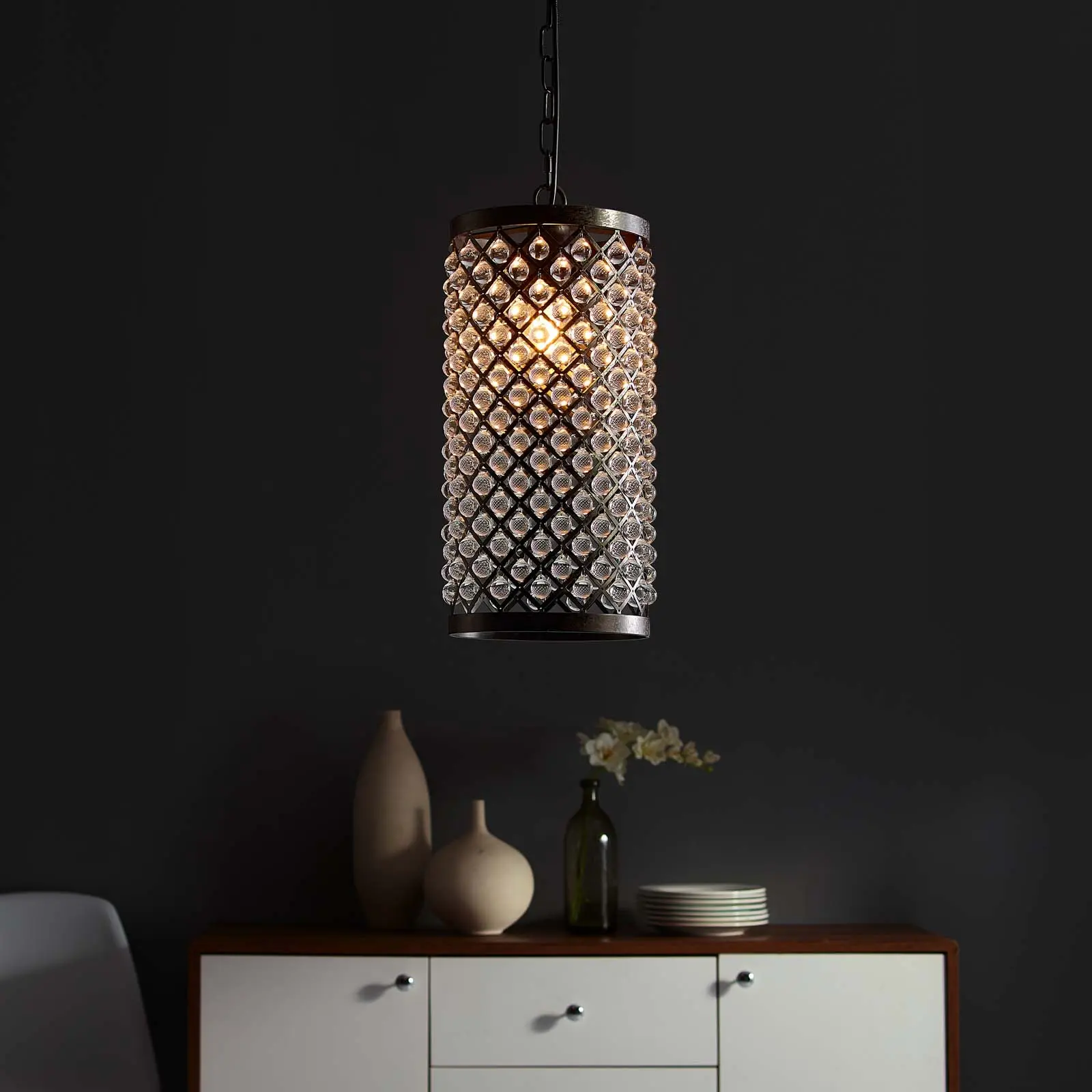 Modway Reflect Glass and Metal Pendant Chandelier