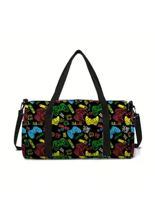 Gamepad pattern printed large-capacity travel duffel bag, portable storage bag, Travel Bags