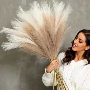 Faux Pampas Grass, 9 count 37''/3.1FT Tall Fluffy  Pompas Floral, Large Artificial Pompous Grass Branches for Floor Vase Fillers, Boho Farmhouse Room Wedding Decor (Mixed Color)