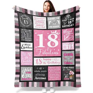 18th Birthday Gifts for Girls, 18 Year Old Girl Birthday Gifts, Gifts for 18 Year Old Girl, 18th Birthday Decorations for Girls Blanket 60"X50"