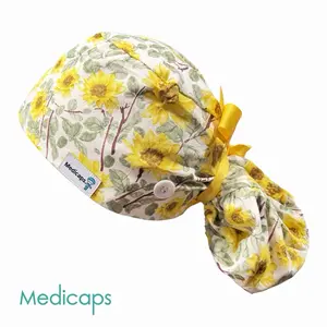 Satin Lined Scrubcap (Yellow Sun Flower Print)