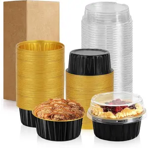 60 Pack 5 OZ Round Mini Cake Pans with , Disposable  Foil Baking Pans with , Mini Cake Containers for Birthday Party, Wedding,  Shower, Holiday Celebration