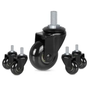 5 Pack Office Chair Casters with 3/8"-16UNC Threaded Stem(English Unit), 2" Soft Swivel Stem Gaming Chairs Casters Rolling Safe for Tile Floors