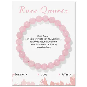 8mm Rose Quartz Gemstone Bead Bracelet - Natural Healing Crystal Bracelet - Stretch Bracelet for Family and Friends Love Connection Adaptable Fit Harmony