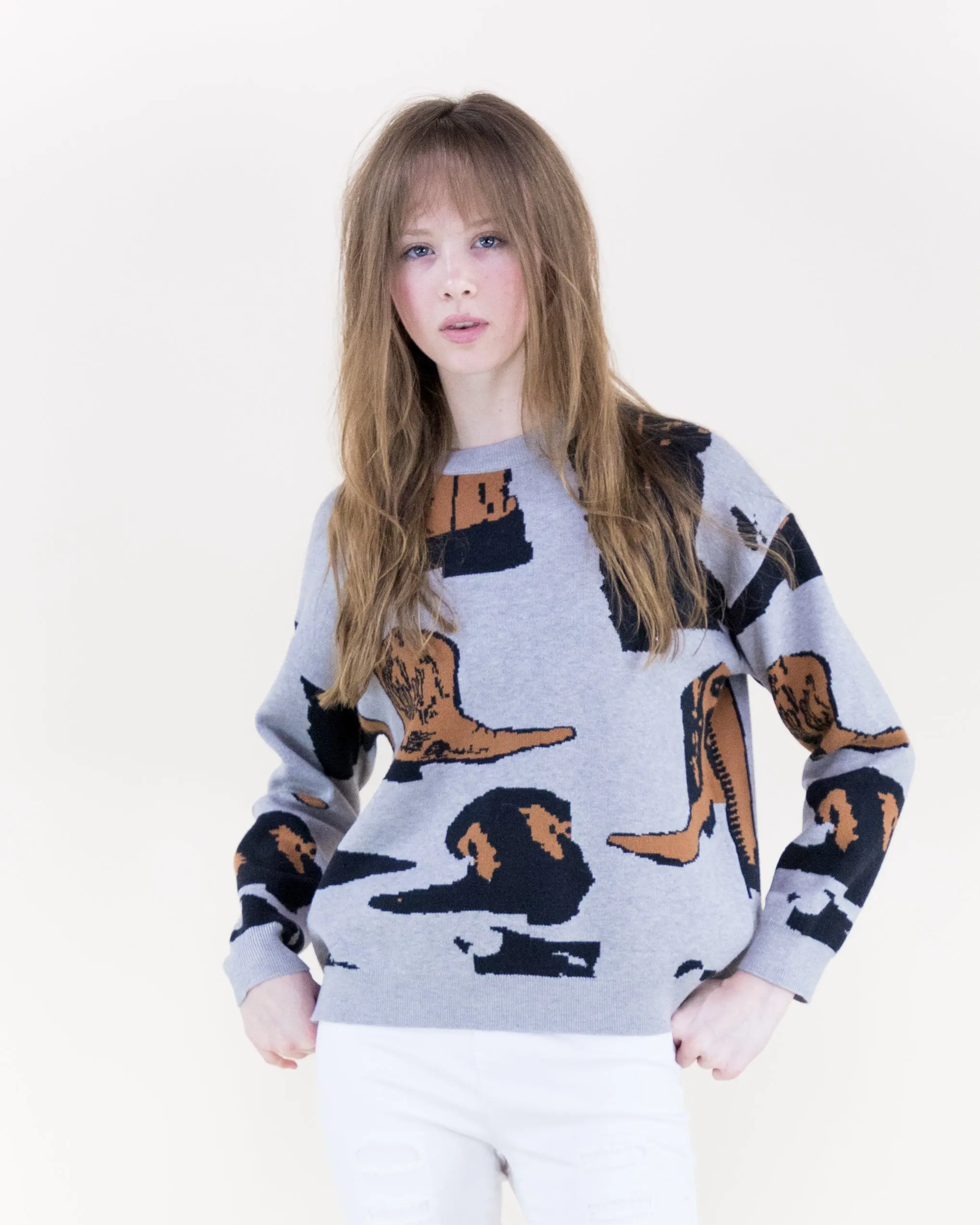 Western Boots Pullover Sweater