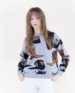 Western Boots Pullover Sweater