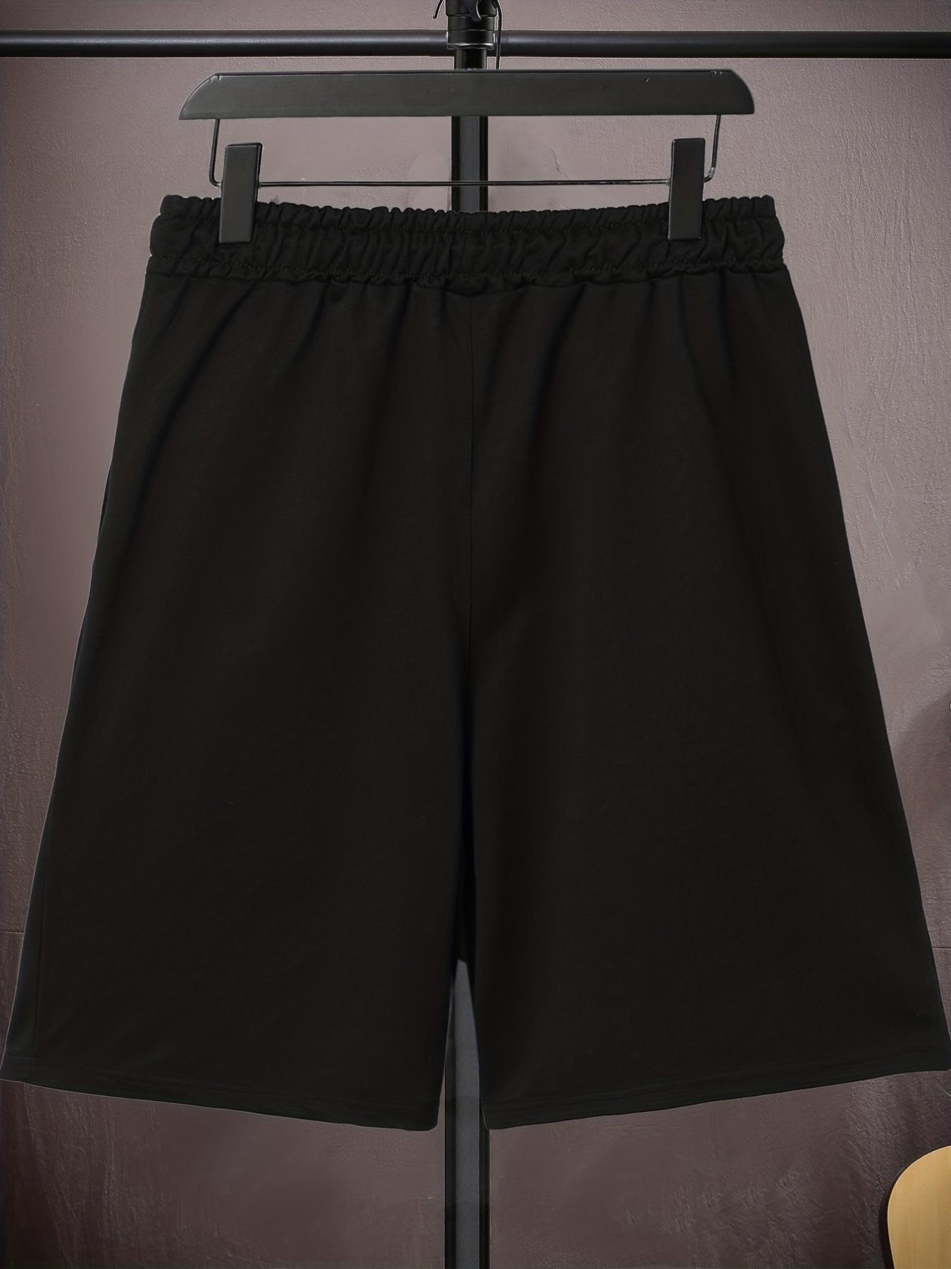 Men'S Oversized Print Drawstring Solid Color Sports Shorts with Extra Elasticity for Spring And Summer, Plus Size