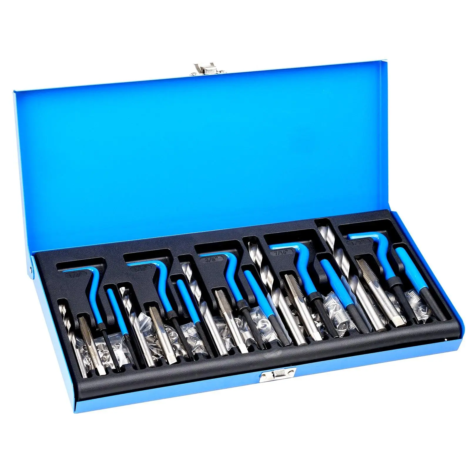 【Summerfinds】VEVOR 131 PCS Helicoil Thread Repair KitSAE UNC Hand Tool with 1/45/163/87/161/2 in SizesThread Fixing Accessories, Tool Kit For Car, All-In-One Tool Kits